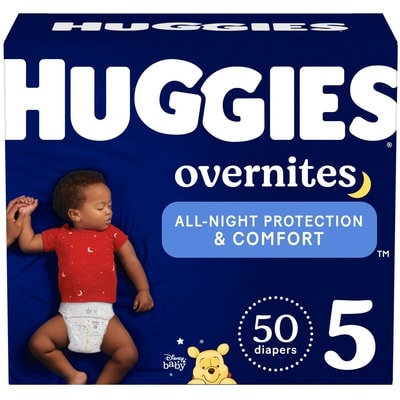 Huggies Overnites Nighttime Baby Diapers, Size 5 (27+ lbs), 50 Ct 50 ea, $0.66/1ea