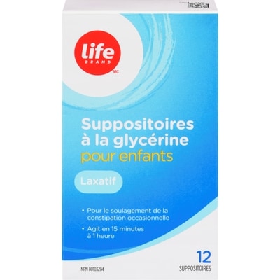 Life Suppositoires de glycérine pour enfants 12 ea, 0,37 $/1ch
