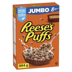 General Mills Reese's Puffs, Céréales Pour le Petit-Déjeuner Saveur Beurre d'Arachide et Chocolat, Grains Entiers, Format Géant 884 g, 1,47 $/100g