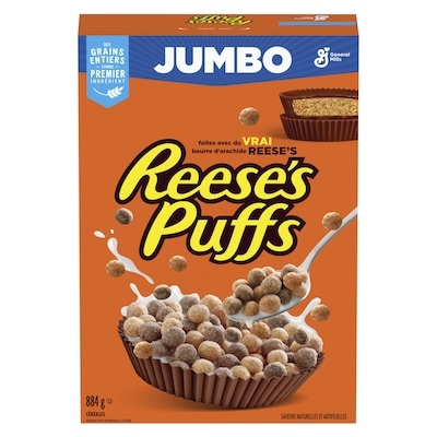 Reese's Puffs, Céréales Pour le Petit-Déjeuner Saveur Beurre d'Arachide et Chocolat, Grains Entiers, Format Géant