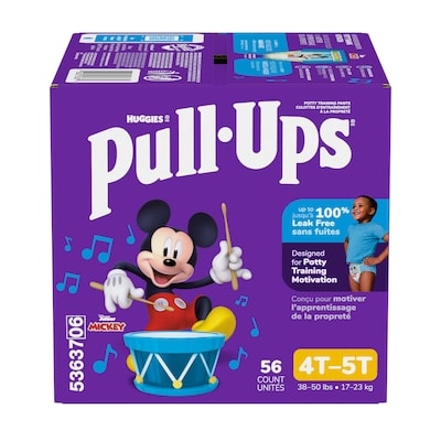 Huggies Sous-vêtements d’entraînement pour garçons, 4T-5T (38 à 50 livres), 56 sous-vêtements 56 ea, 0,64 $/1ch