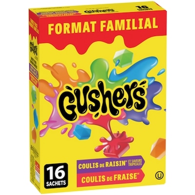 Betty Crocker Gushers Fruit aux Fruits, Saveur Variées, Sans Gluten, Forfait famille 368 g, 2,04 $/100g