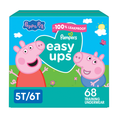 Pampers Sous-vêtements d’entraînement Easy Ups à l’effigie de Peppa Pig, taille 7 (5T/6T), 68 sous-vêtements 68 ea, 0,69 $/1ch