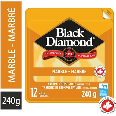 Black Diamond Marble Cheddar Cheese Slices, 12 units 240 g, $2.70/100g