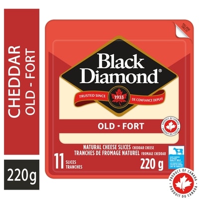 Black Diamond Old White Cheddar Natural Cheese Slices 220 g, $2.95/100g