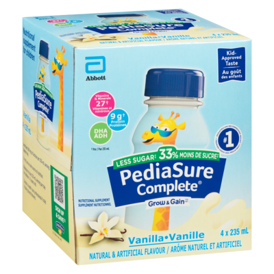 Complete Grow & Gain Supplément Nutritionnel Vanille moins de sucre 4 x 235 ml