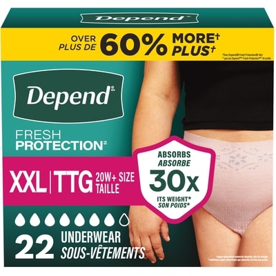 Depends Fresh Protection Adult Incontinence Underwear for Women, Disposable, Maximum, XXL, Blush, 22 Count 22 ea, $1.45/1ea
