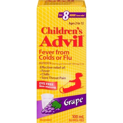 Advil Children's Fever From Colds Or Flu Ages 2 To 12 Grape 100 ml, $11.49/100ml