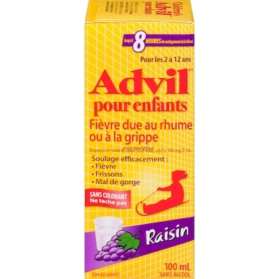 Advil Fièvre Due Au Rhume Ou À La Grippe Pour Les 2 À 12 Ans Raisin 100 ml, 11,49 $/100ml