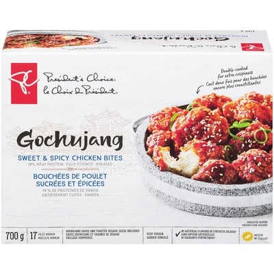 le Choix du Président Bouchées de poulet sucré et épicé au gochujang 700 g, 2,14 $/100g