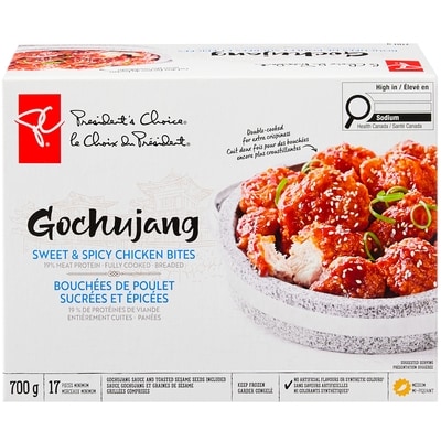 le Choix du Président Bouchées de poulet sucrées et épicées au gochujang 700 g, 2,29 $/100g