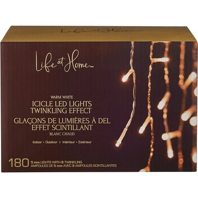 Life at Home Jeu de 180 glaçons de lumières à DEL – blanc chaud 1 ea, 24,00 $/1ch