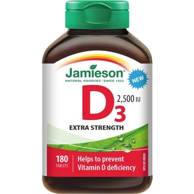Jamieson Vitamin D3 2,500IU 180 ea, $0.04/1ea