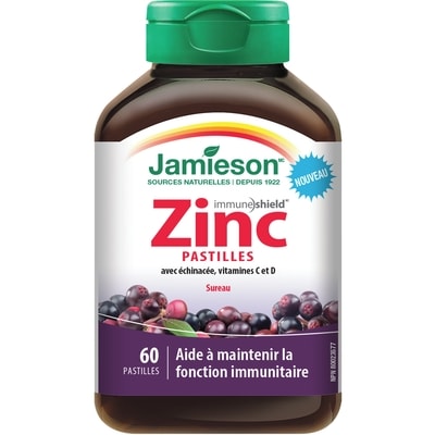Jamieson Zinc Pastilles avec échinacée, vitamines C et D, Sureau 60 ea, 0,19 $/1ch