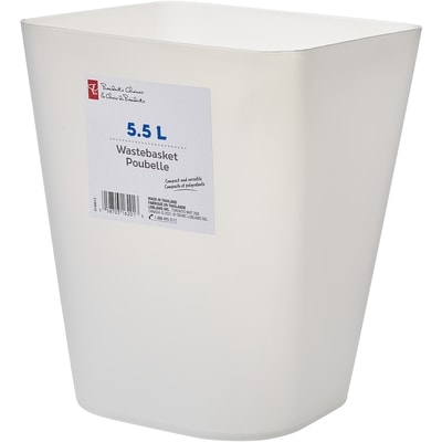 President's Choice 5.5L Wastebasket White 1 ea, $7.00/1ea