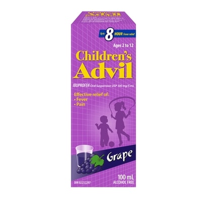 Advil Oral Suspension For Fever And Pain Relief, Grape Flavour 100 ml, $11.49/100ml