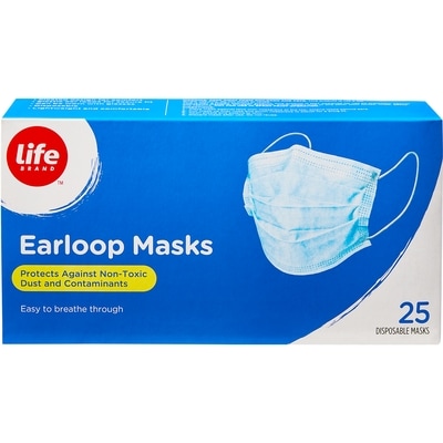 Life Brand Earloop Masks 25 ea, $0.42/1ea