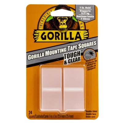 Gorilla Carrés de Ruban de Montage Résistant et Transparent 1 ea, 9,00 $/1ch