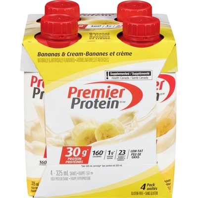 Premier Protein Boisson fouettée source de protéines bananes et crème 325 ml, 3,84 $/100ml
