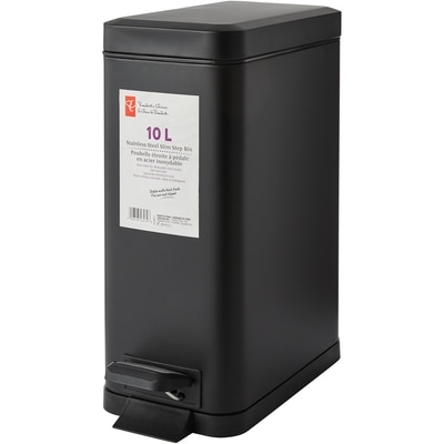 le Choix du Président Poubelle étroite à pédaleen acier inoxydable 10 L Noir Mat 1 ea, 35,00 $/1ch