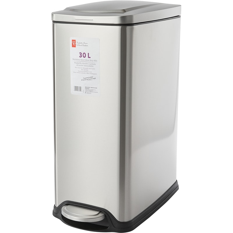30L Stainless Steel Slim Step Bin