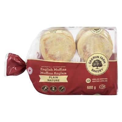 Oakrun Plain English Muffins Large 12x680.0 g, $0.66/100g