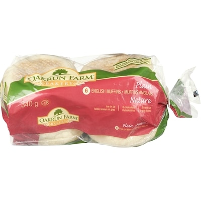Oakrun Plain English Muffins 346 g, $1.01/100g
