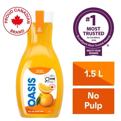 Oasis Orange Juice No Pulp, Not from Concentrate 1.5 l, $0.45/100ml