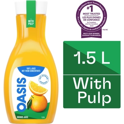 Oasis Orange Juice with Pulp, Not from Concentrate 1.5 l, $0.37/100ml