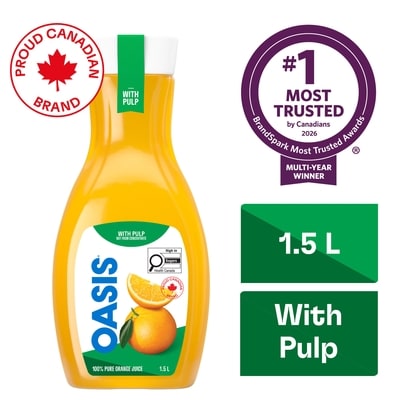 Oasis Orange Juice with Pulp, Not from Concentrate 1.5 l, $0.45/100ml