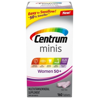 Centrum Vitamins, Women 50+ Multivitamin and Multimineral Supplement, Mini Tablets, 160 Count 160 ea, $0.10/1ea