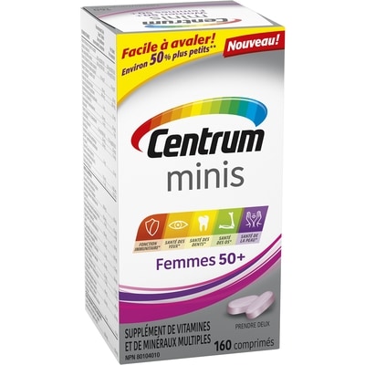Centrum Minis Femmes 50+, un supplément complet de vitamines et de minéraux, en format de 160 petits comprimés 160 ea, 0,13 $/1ch