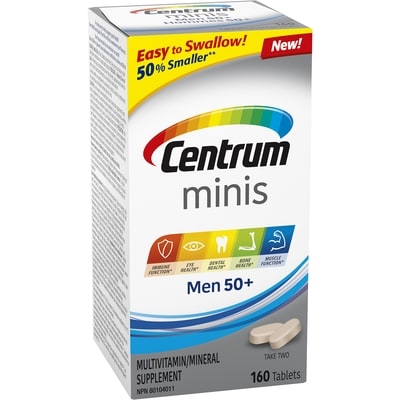 Centrum Vitamins, Men 50+ Multivitamin and Multimineral Supplement, Mini Tablets, 160 Count 160 ea, $0.12/1ea