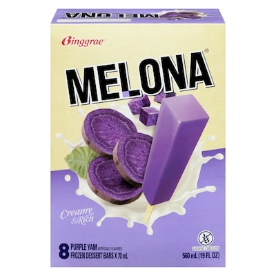 Binggrae Ice Cream, Melona Purple Yam Frozen Dessert Bars 560 ml, $1.25/100ml