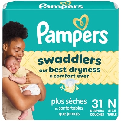 Pampers Couches Swaddlers pour nouveau-nés, taille 0, 31 couches 31 ea, 0,45 $/1ch