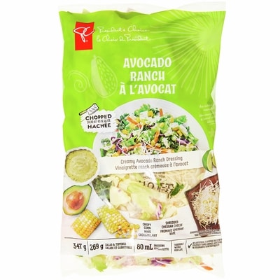 le Choix du Président Kit de salade hachée ranch à l’avocat 347 g, 2,02 $/100g