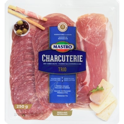 Mastro San daniele charcuterie trio format économique - Salami de Gênes, salami avec prosciutto et prosciutto 250 g, 6,20 $/100g