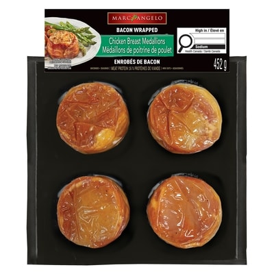 Marc Angelo Médaillons de poitrine de poulet enrobés de bacon 452 g, 3,21 $/100g