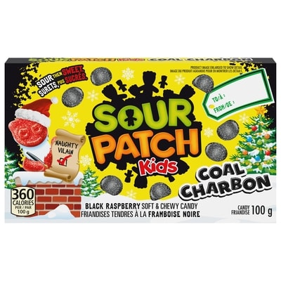 Maynards Friandises de Noël Sour Patch Kids charbon, à la framboise noire 100 g, 2,29 $/100g