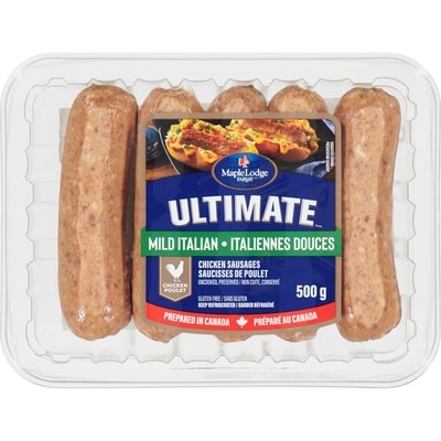 Maple Lodge Farms LT Ultimate Mild Chicken Dinner Sausage 500 g, $1.60/100g