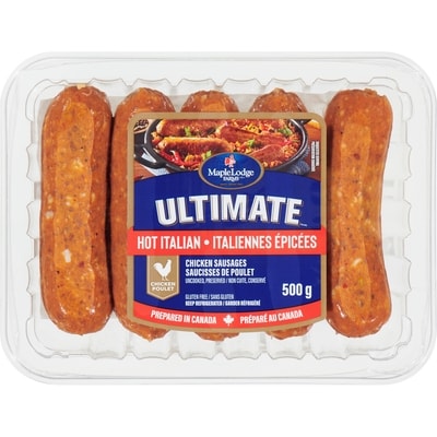 Maple Lodge Farms LT Ultimate Dinner Sausage Hot 500 g, $1.60/100g