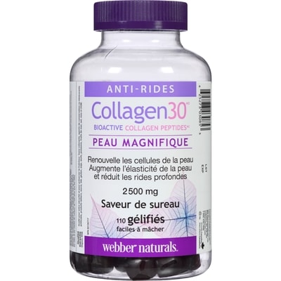 Webber Naturals Collagen30 Bioactive Collagen Peptides 2 500 Mg Saveur De Sureau 110 ea, 0,22 $/1ch
