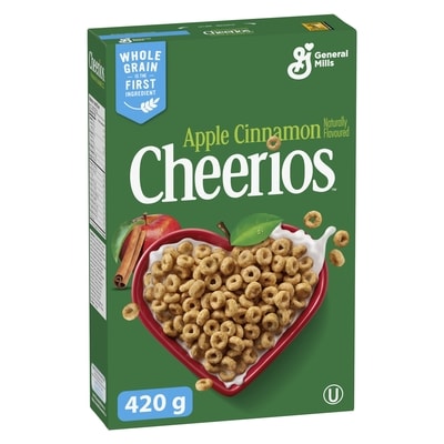 General Mills Apple Cinnamon Cheerios Breakfast Cereal, Whole Grains 420 g, $0.95/100g