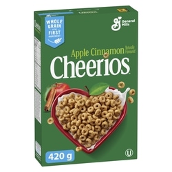 General Mills Apple Cinnamon Cheerios Breakfast Cereal, Whole Grains 420 g, $1.07/100g