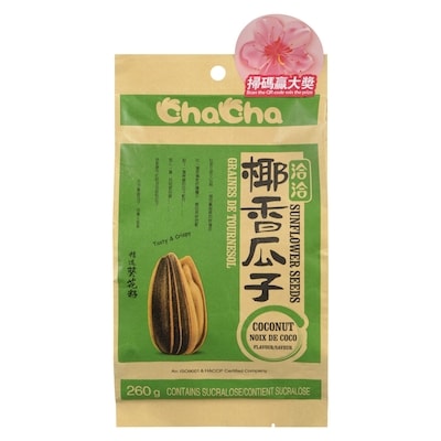 Cha Cha Graines de tournesol noix de coco saveur 260 g, 1,15 $/100g