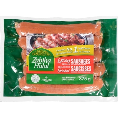 Zabiha Halal Spicy Italian Fully-Cooked Sausages 375 g, $1.87/100g
