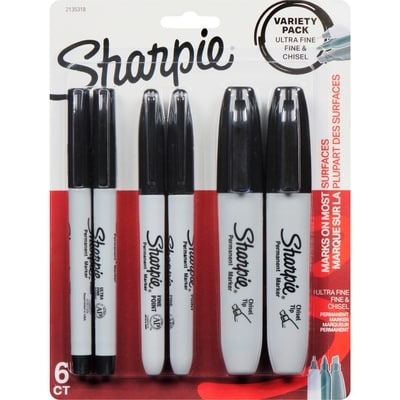 Sharpie Chisel Permanent Markers, Assorted Tips, Black, 6 Pack 6x1.0 ea, $1.42/1ea
