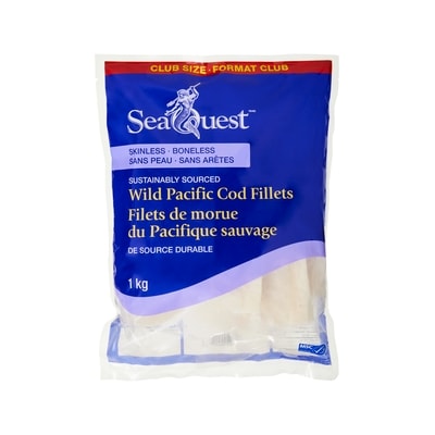 Seaquest Skinless Boneless Wild Pacific Cod Fillets Club Size 1 kg, $2.00/100g