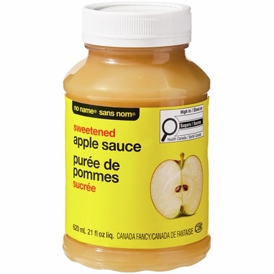 Sans Nom Purée de pommes sucrée 620 ml, 0,32 $/100ml