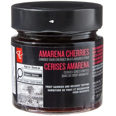 PC Black Label Amarena Cherries Candied Sour Cherries in a Flavoured Syrup 225 ml, $3.78/100ml